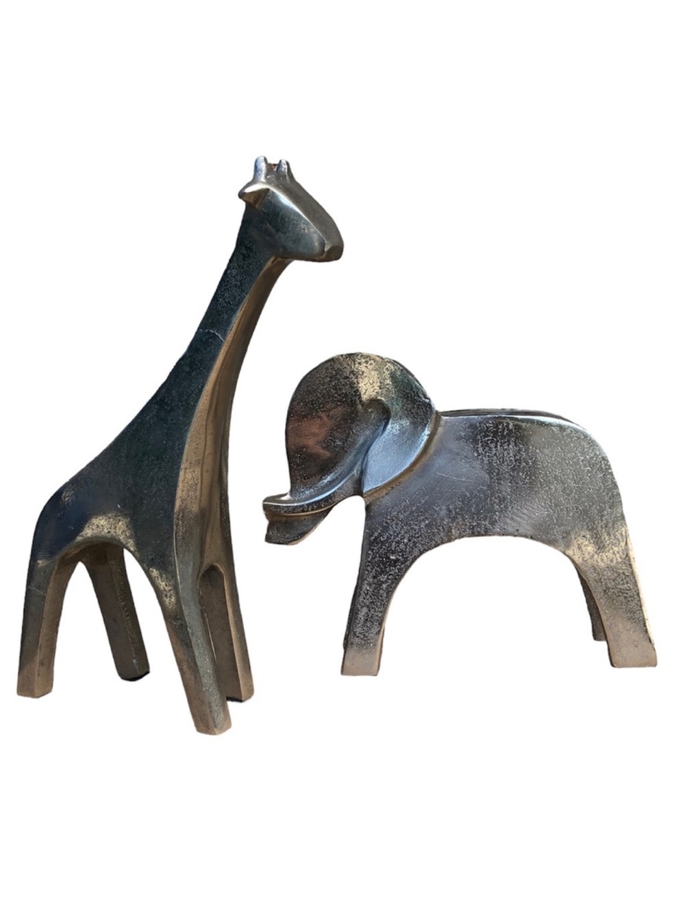 Pleated Metal Contemporary Sculpture Giraffe Elephant Assent Decor Pieces